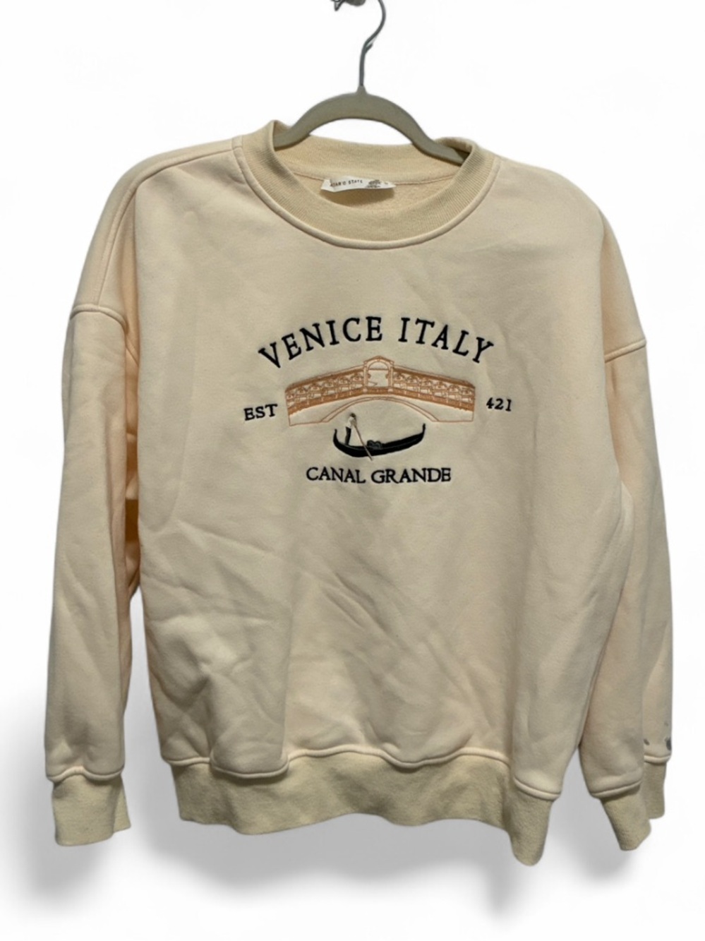 Altar’d State Venice Italy Canal Grande Graphic Crewneck Sweater - Cream